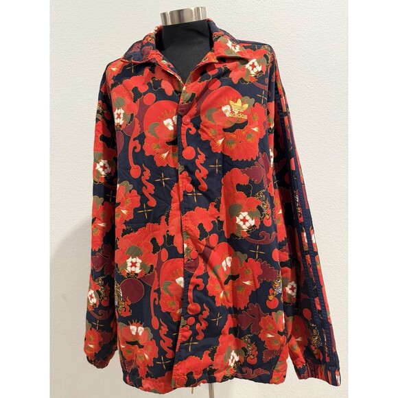 Adidas Originals Red Blue Chinese New Year Coach Short Jacket Men Size Medium - Picture 1 of 16